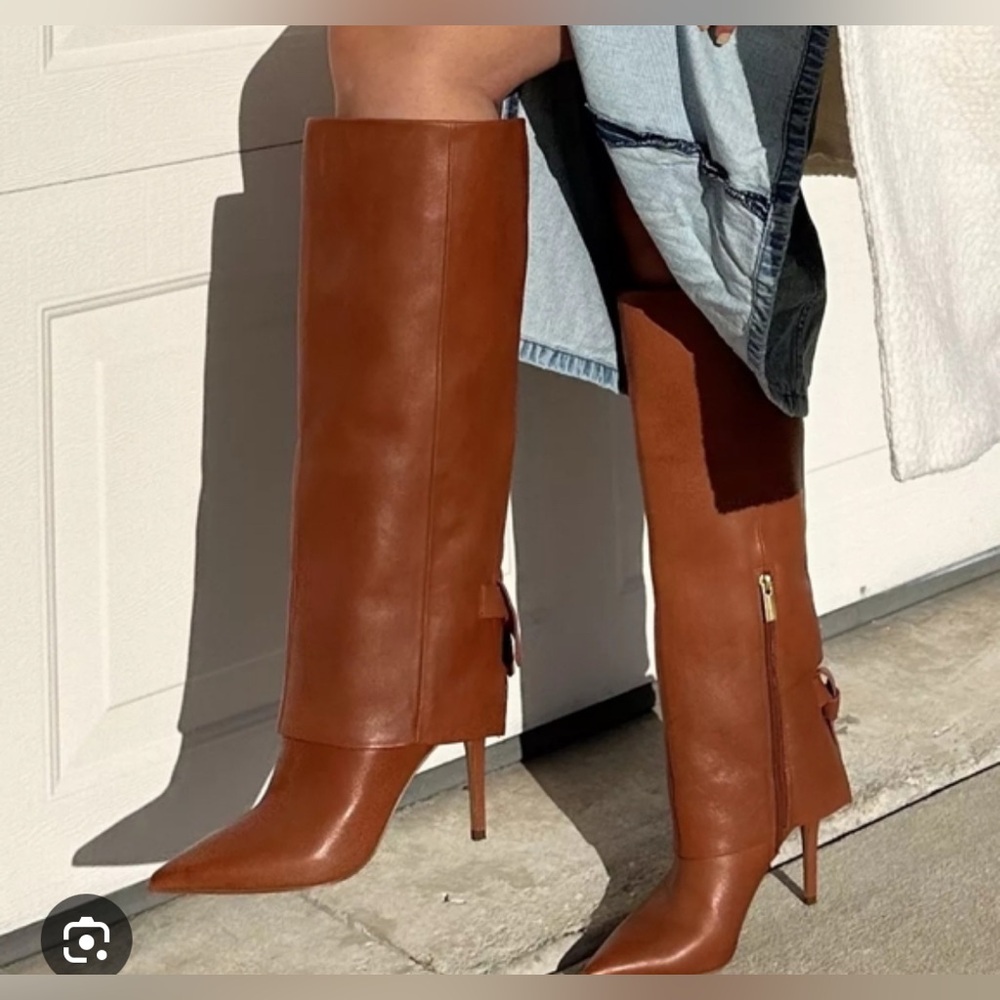 Vince Camuto Brown Heeled Foldover Kammitie Boots